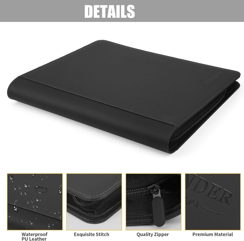 CARDBINDER Toploader Binder,Toploader Hard Cases, 4-Pocket Pages Sleeves Hold up 128 Cards.Toploader Card Binder with Sleeves for “3×4” rigid，Card Holder(black) - Image 3